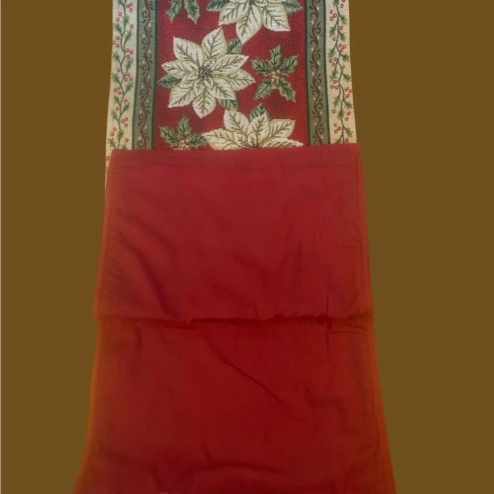 Festive Poinsettia Holiday Tapestry Runner